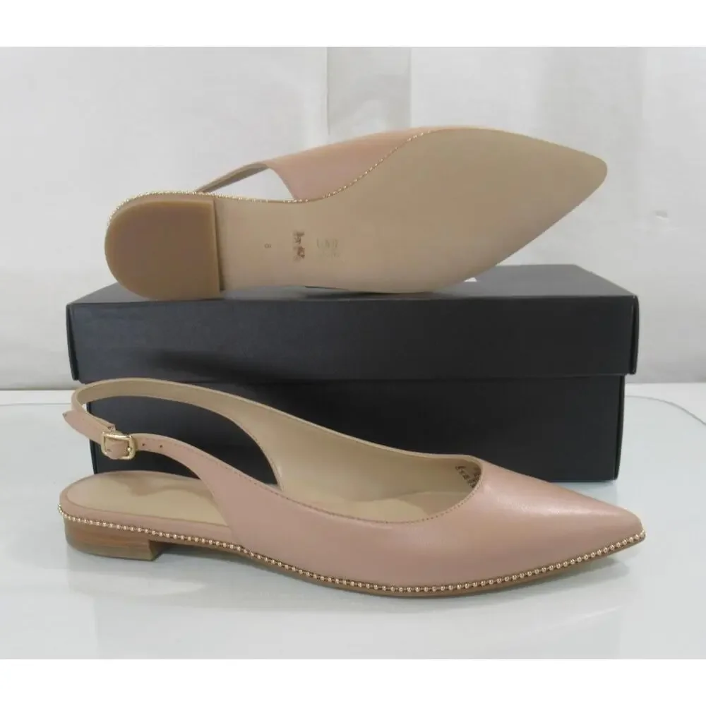 Coach Claire Leather Skimmer Slingback Flat Sandals Pale Blush Size 8.5